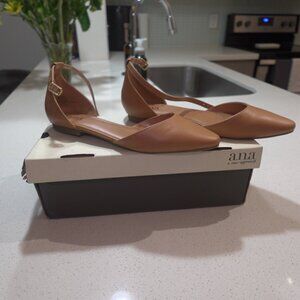 Tan a.n.a Womens Darell Ballet Flats Buckle Closed Toe, Size 9 Medium